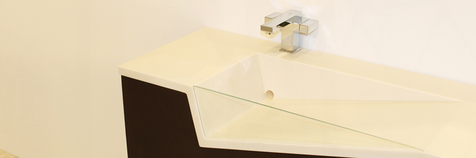 Slant Integrated Sink Countertop Concept in Karadon Solid Surface Vancouver